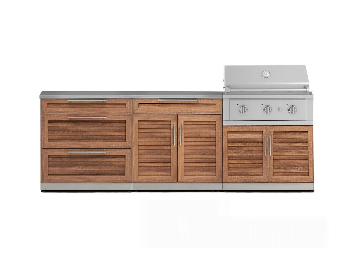 Outdoor Kitchen Stainless-Steel 5 Piece Cabinet Set with 3-Drawer, Bar, Grill Cabinet, Performance Grill and Countertop