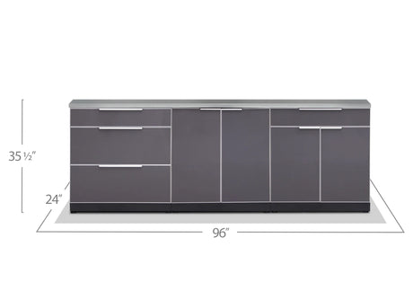 Outdoor Kitchen Aluminum 3 Piece Cabinet Set with 2-Door, 3-Drawer and Bar Cabinet