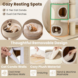 61 Inches Cat Tree for Indoor Cats with 2-stoery Condo and Top Perch-Natural