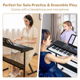 61-Key Portable Electronic Keyboard Piano with Stand and Stool