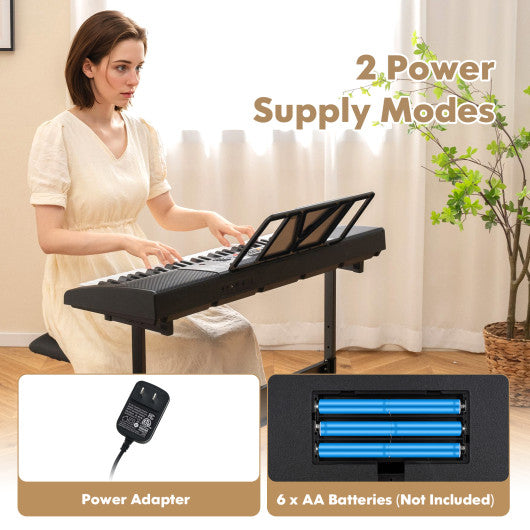 61-Key Portable Electronic Keyboard Piano with Stand and Stool