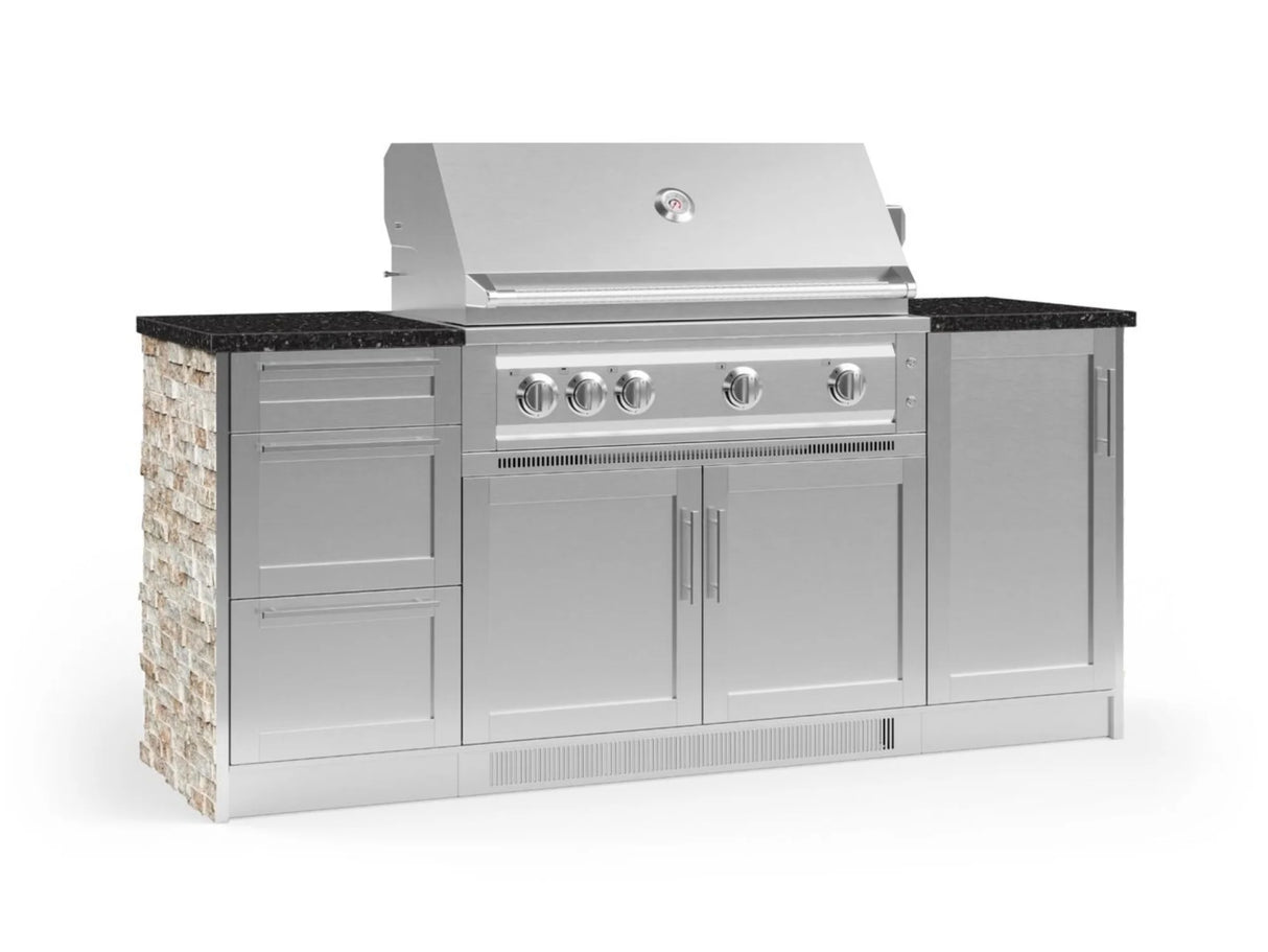 Outdoor Kitchen Signature Series 6 Piece Cabinet Set with Platinum Grill, 3 Drawer, 1 Door and Grill Cabinet