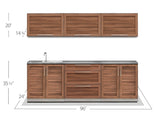 Outdoor Kitchen Stainless Steel 6 Piece Cabinet Set with Sink, 3-Drawer, 2-Door and Wall Cabinets