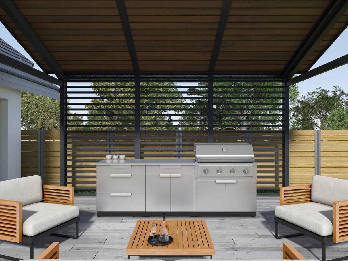 Outdoor Kitchen Stainless Steel 3 Piece Cabinet Set with Sink, Bar and Grill Cabinet