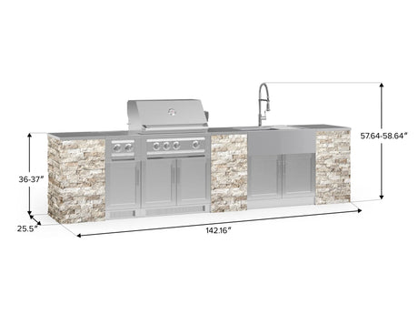 Outdoor Kitchen Signature Series 11 Piece Cabinet Set with Dual Side Burner, Sink, Platinum Grill and Grill Cabinet