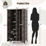 62 Inch Wicker Wardrobe with 2 Doors PE Rattan Closet with Hanging Rod-Brown