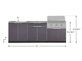 Outdoor Kitchen Aluminum 5 Piece Cabinet Set with Bar, Grill, Sink Cabinet, Performance Grill, and Countertop