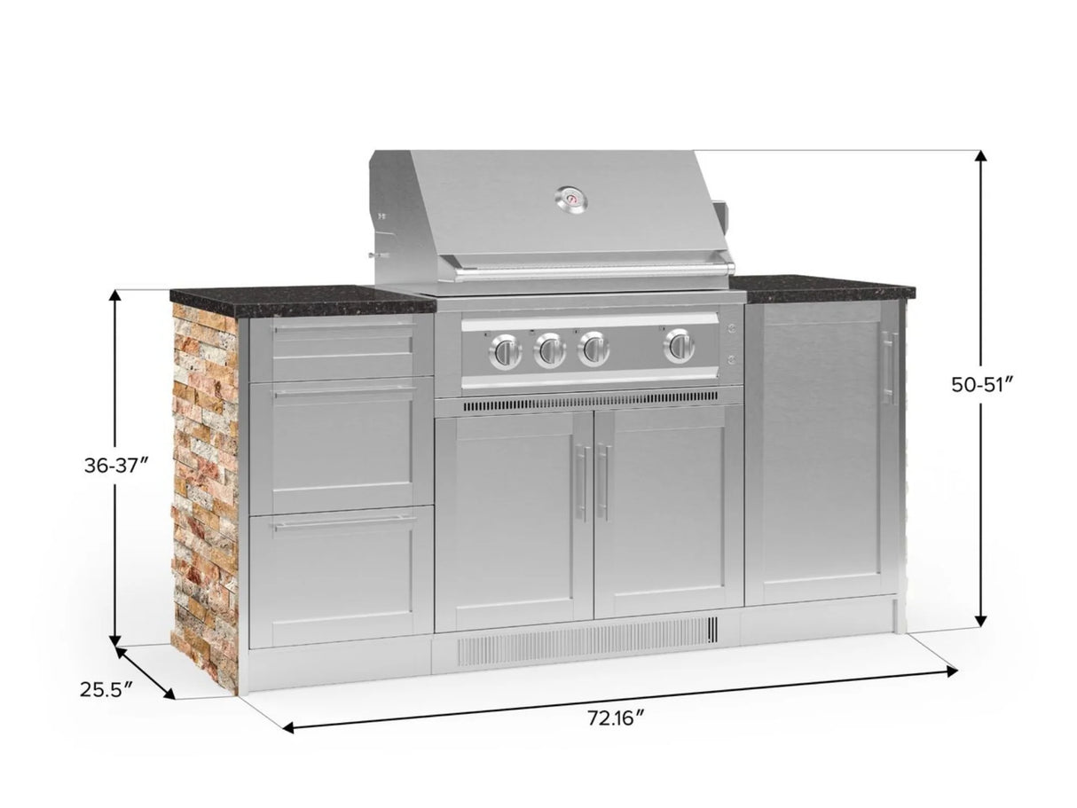 Outdoor Kitchen Signature Series 6 Piece Cabinet Set with Platinum Grill, 3 Drawer, 1 Door and Grill Cabinet