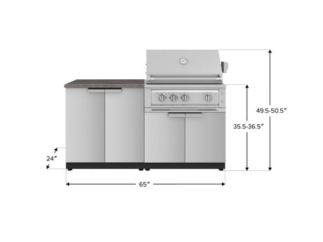 Outdoor Kitchen Stainless Steel 4 Piece Cabinet Set with 2 Door, Grill Cabinet, Platinum Grill and Countertop