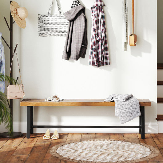 63 Inch 3-Person Acacia Patio Wood Outdoor Backless Bench-Set of 1