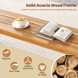 63 Inch 3-Person Acacia Patio Wood Outdoor Backless Bench-Set of 2