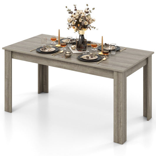 63 Inch Rectangular Modern Dining Kitchen Table-Light Gray