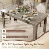 63 Inch Rectangular Modern Dining Kitchen Table-Light Gray
