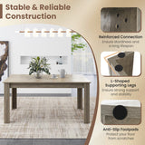 63 Inch Rectangular Modern Dining Kitchen Table-Light Gray