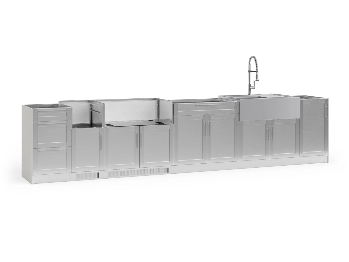 Outdoor Kitchen Signature Series 8 Piece Cabinet Set with Dual Side Burner, Sink and Grill Cabinet