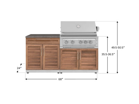 Outdoor Kitchen Stainless-Steel 4 Piece Cabinet Set with Bar, Grill Cabinet, Platinum Grill, and Countertop