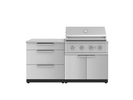 Outdoor Kitchen Stainless-Steel 4 Piece Cabinet Set with 3 Drawer, Grill Cabinet, Performance Grill, and Countertop