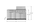 Outdoor Kitchen Stainless-Steel 4 Piece Cabinet Set with Bar, Grill Cabinet, Performance Grill, and Countertop