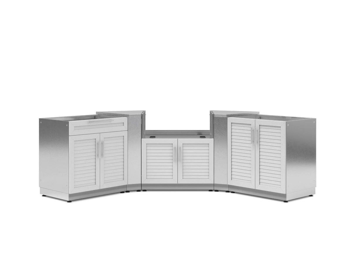 Outdoor Kitchen Stainless Steel 5 Piece Cabinet Set with 2-Door, Bar, Grill and Corner Cabinets