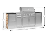 Outdoor Kitchen Signature Series 8 Piece Cabinet Set with Dual Side Burner, 3 Drawer, 1 Door, Platinum Grill and Grill Cabinet