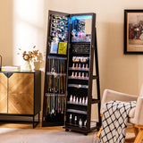 64 Inches Lockable Jewelry Cabinet Armoire with Built-in Makeup Mirror-Purple