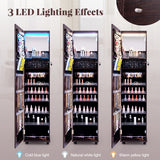 64 Inches Lockable Jewelry Cabinet Armoire with Built-in Makeup Mirror-Purple