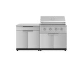 Outdoor Kitchen Stainless-Steel 4 Piece Cabinet Set with Bar, Grill Cabinet, Performance Grill, and Countertop