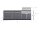 Outdoor Kitchen Aluminum 5 Piece Cabinet Set with 3 Drawer, Bar, Grill Cabinet, Performance Grill and Countertop