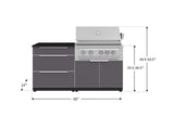 Outdoor Kitchen Aluminum 4 Piece Cabinet Set with 3 Drawer, Grill Cabinet, Platinum Grill and Countertop