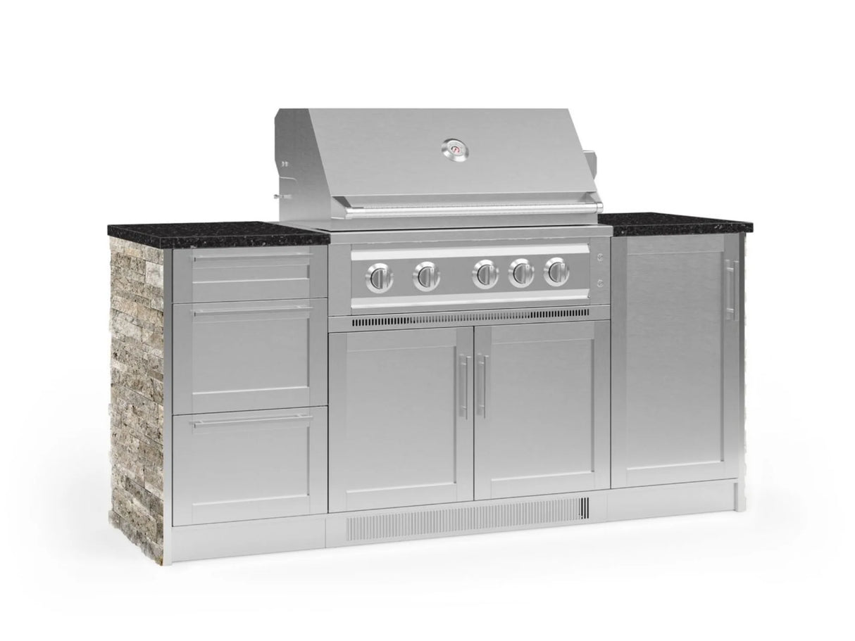 Outdoor Kitchen Signature Series 6 Piece Cabinet Set with Platinum Grill, 3 Drawer, 1 Door and Grill Cabinet