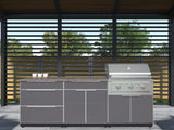 Outdoor Kitchen Aluminum 5 Piece Cabinet Set with 3 Drawer, Bar, Grill Cabinet, Performance Grill and Countertop