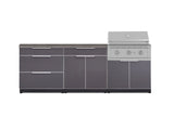 Outdoor Kitchen Aluminum 5 Piece Cabinet Set with 3 Drawer, Bar, Grill Cabinet, Performance Grill and Countertop