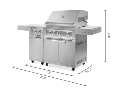 Outdoor Kitchen Grill Cart with Platinum Grill & Dual Side Burner