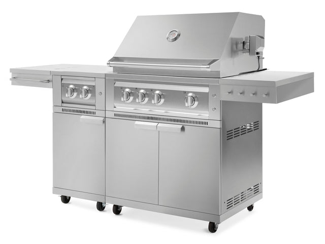 Outdoor Kitchen Grill Cart with Platinum Grill & Dual Side Burner