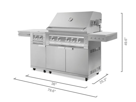 Outdoor Kitchen Grill Cart with Platinum Grill & Dual Side Burner