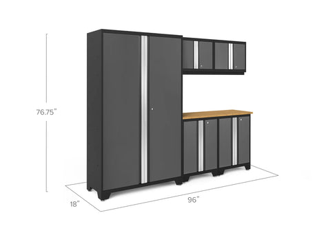 Bold Series 6 Piece Cabinet Set with Base, Wall Cabinets and 48 In. RTA Locker