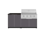 Outdoor Kitchen Aluminum 4 Piece Cabinet Set with 2 Door, Grill Cabinet, Performance Grill and Countertop