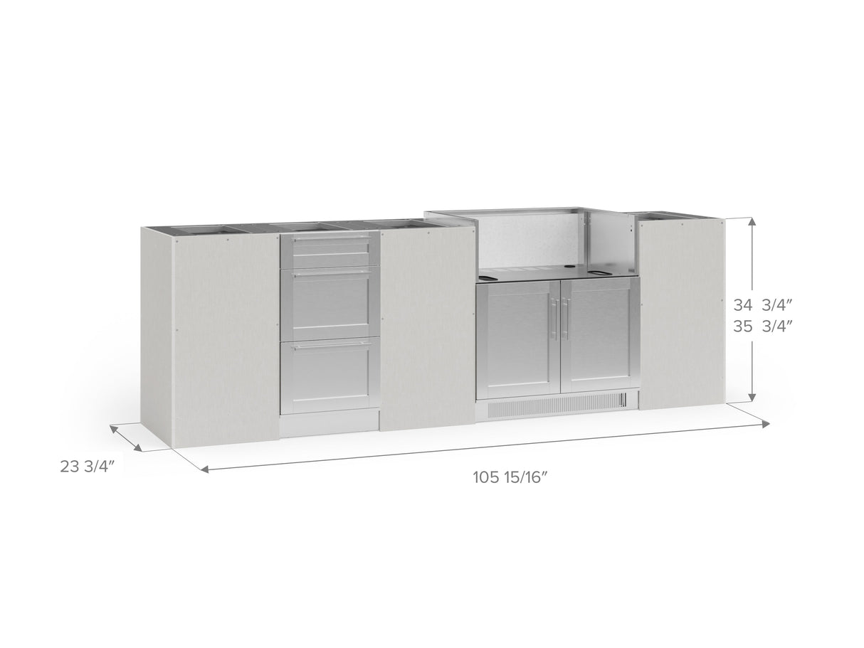 Outdoor Kitchen Signature Series 6 Piece Cabinet Set with 3 Drawer and Grill Cabinet