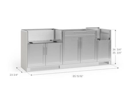 Outdoor Kitchen Signature Series 4 Piece Cabinet Set with Bar and Dual Side Burner and Grill Cabinet