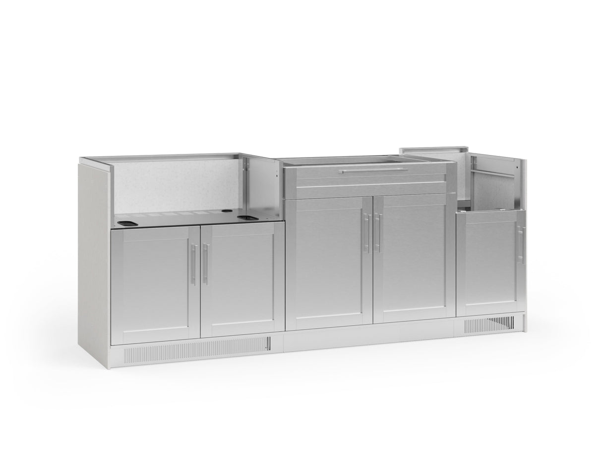 Outdoor Kitchen Signature Series 4 Piece Cabinet Set with Bar and Dual Side Burner and Grill Cabinet