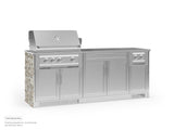 Outdoor Kitchen Signature Series 4 Piece Cabinet Set with Bar and Dual Side Burner and Grill Cabinet