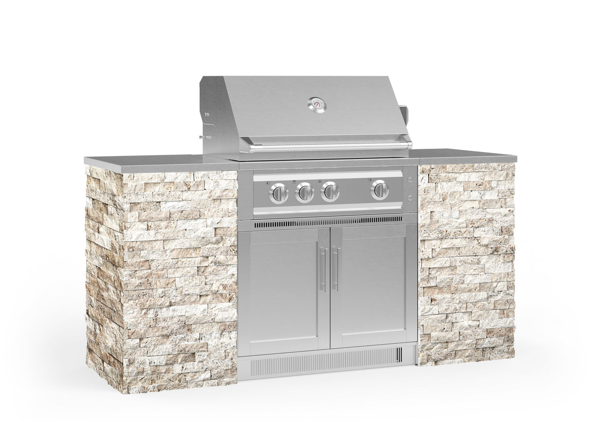 Outdoor Kitchen Signature Series 6 Piece Cabinet Set with Platinum Grill and Grill Cabinet