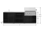 Outdoor Kitchen Aluminum 5 Piece Cabinet Set with Bar, Sink, Grill Cabinet, Platinum Grill, and Countertop