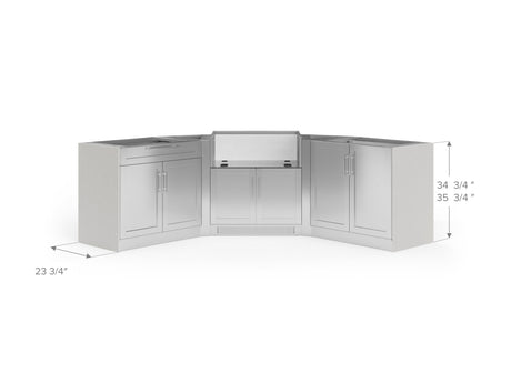 Outdoor Kitchen Signature Series 6 Piece U Shape Cabinet Set with 2 Door, Bar and Grill Cabinet