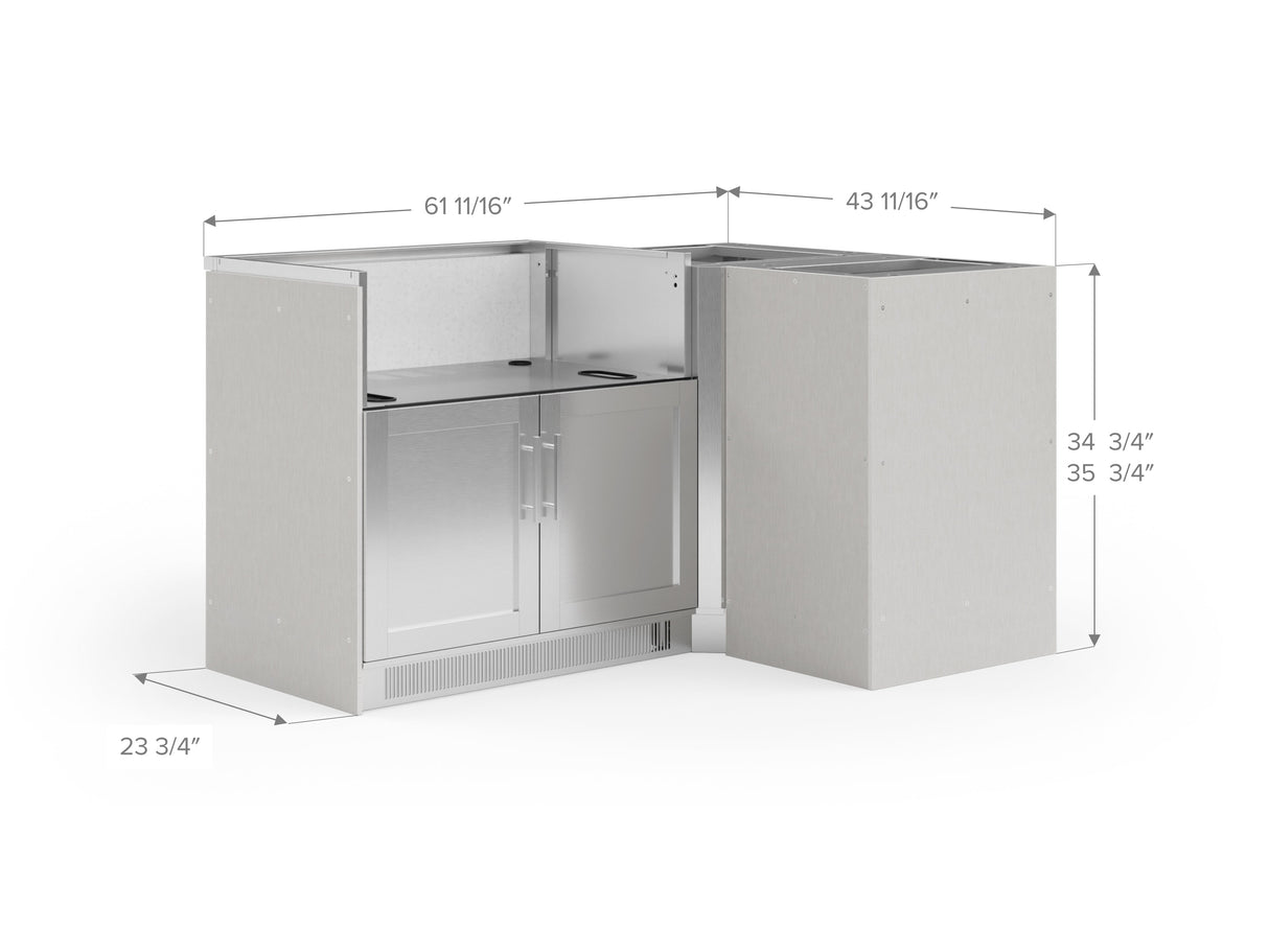 Outdoor Kitchen Signature Series 4 Piece L Shape Cabinet Set with Grill Cabinet