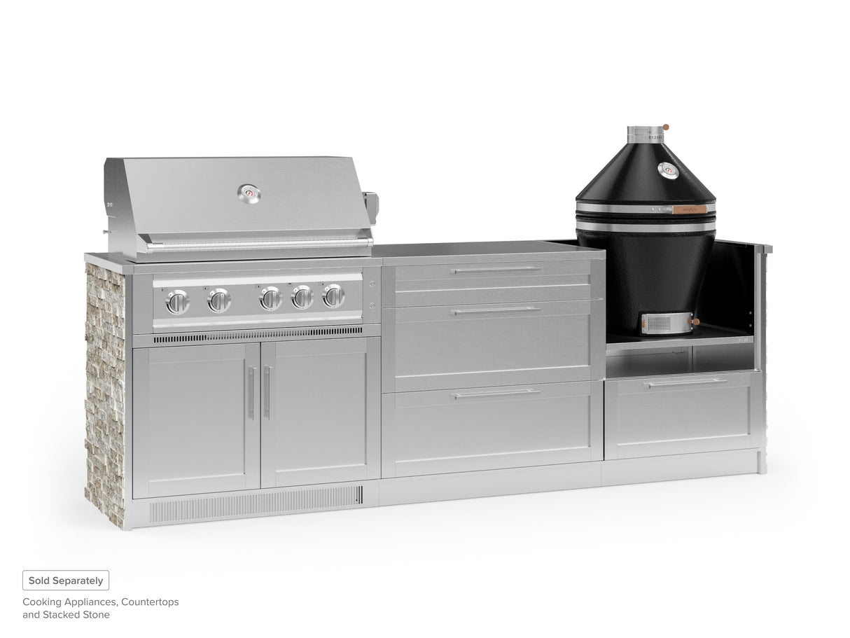 Outdoor Kitchen Signature Series 4 Piece Cabinet Set 3 Drawer, Kamado and Grill Cabinet