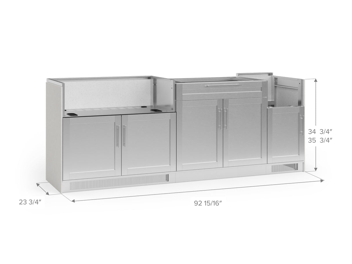 Outdoor Kitchen Signature Series 4 Piece Cabinet Set with Bar and Dual Side Burner and Grill Cabinet