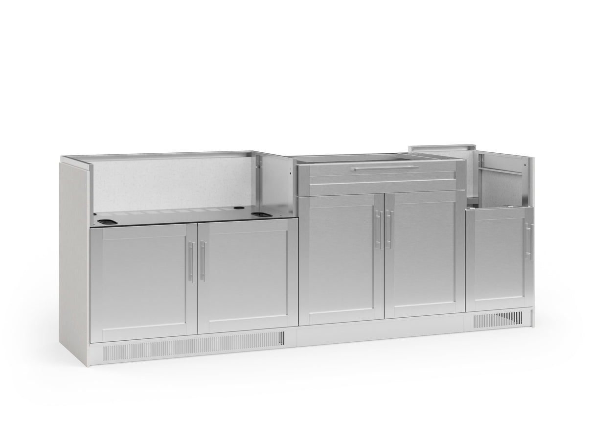 Outdoor Kitchen Signature Series 4 Piece Cabinet Set with Bar and Dual Side Burner and Grill Cabinet