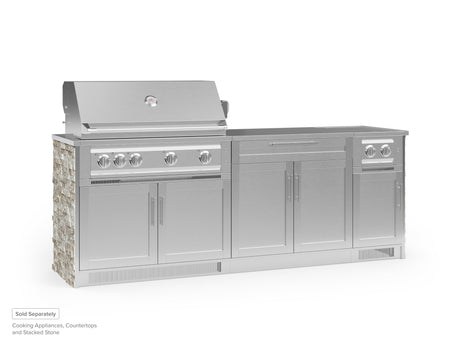 Outdoor Kitchen Signature Series 4 Piece Cabinet Set with Bar and Dual Side Burner and Grill Cabinet