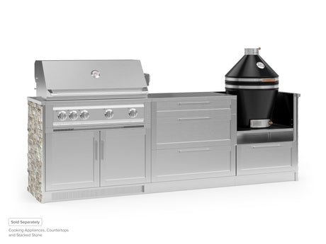 Outdoor Kitchen Signature Series 4 Piece Cabinet Set 3 Drawer, Kamado and Grill Cabinet